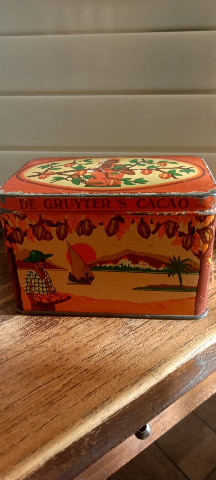 Vintage De Gruyter's Cacao blik - Oranjemerk, Verzamelen, Blikken, Ophalen of Verzenden, Gebruikt, Overige, Overige merken