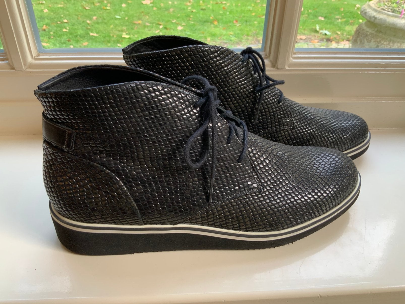 Durea enkellaarsjes boots zwart leer en lak prints maat 42 G, Zwart, Lage of Enkellaarzen, Nieuw, Ophalen of Verzenden