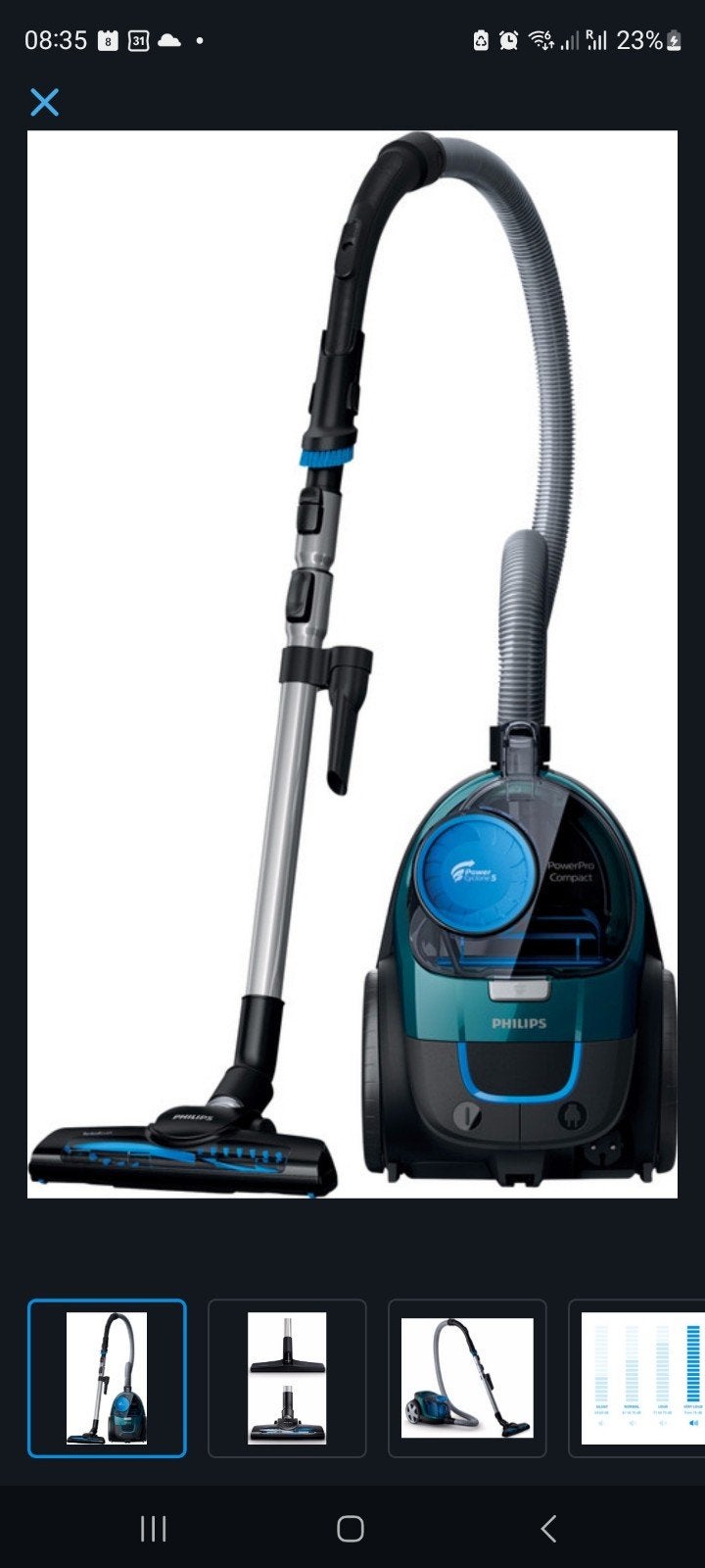 Philips PowerPro Compact FC9334/09 Stofzuiger - Goede staat, Ophalen, Gebruikt, Philips, Geschikt voor harde vloeren