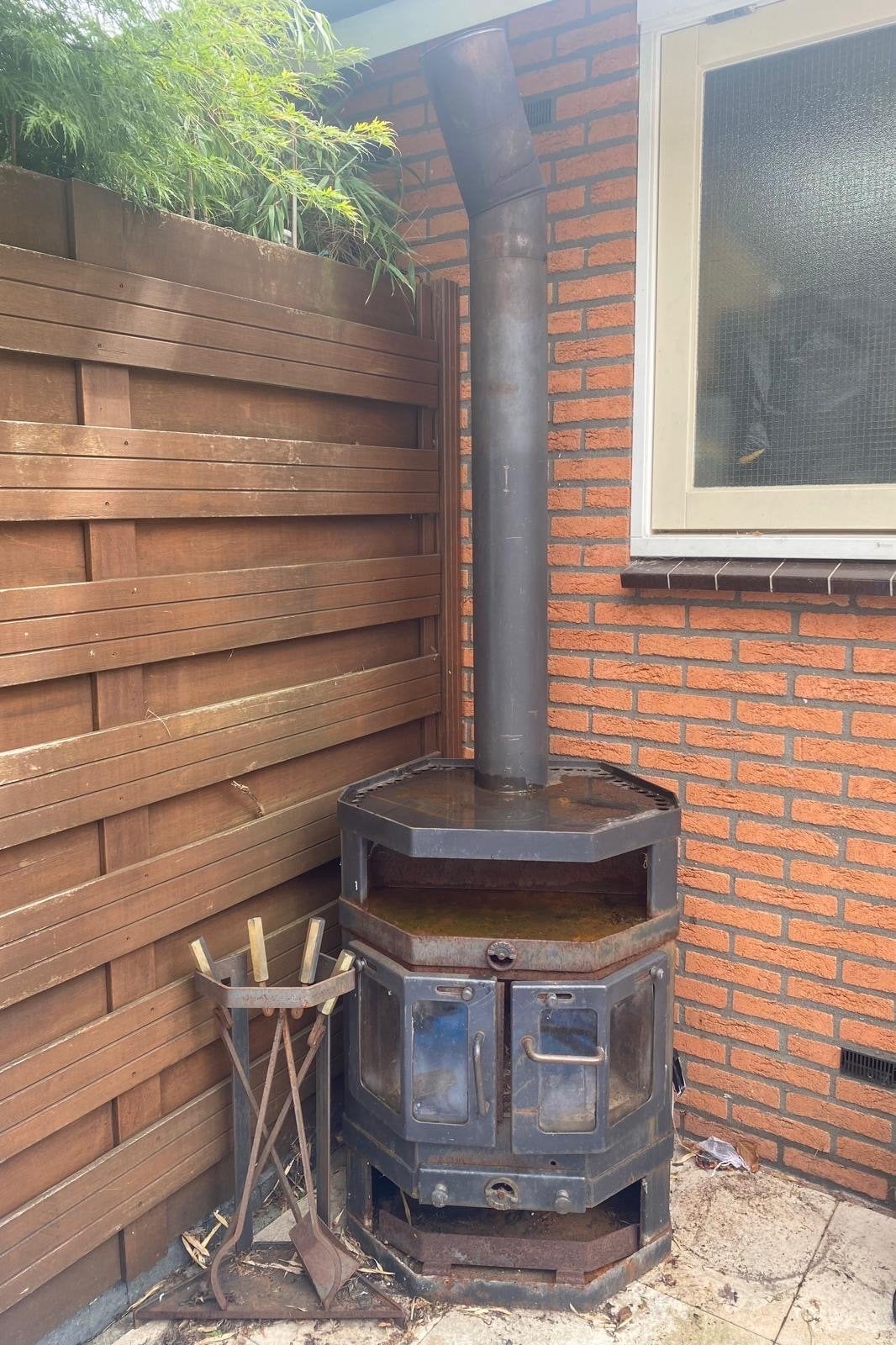 gietijzeren houtkachel/Jøtul/Morsø stijl/inc. haardset, Huis en Inrichting, Ophalen, Gebruikt, Vrijstaande haard, Houthaard