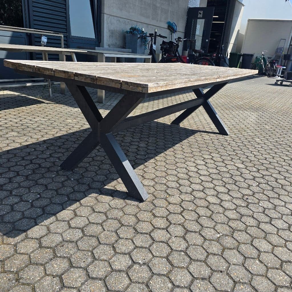 TAFELFRAME tuintafel / FRAME X-poot 240x100 cm tuinset, Tuin en Terras, Tuintafels, Ophalen, Gebruikt, X, Rechthoekig