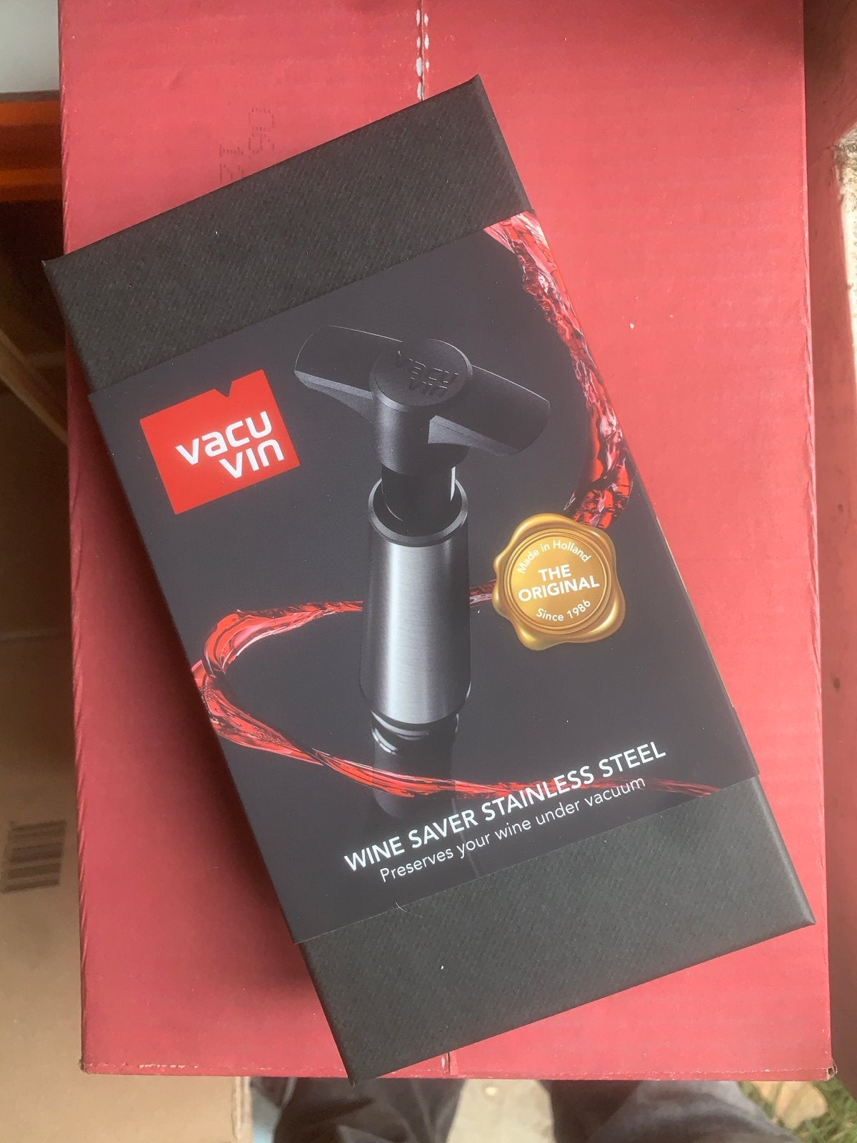 Vacu Vin Wine Saver RVS Giftbox - Wijn Vacuümpomp (nieuw), Overige typen, Ophalen of Verzenden, Metaal, Overige merken