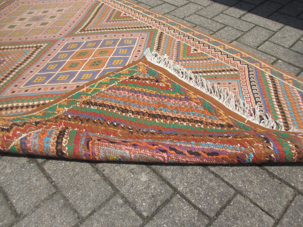 Prachtige traditioneel handgemaakte Turkse Kelim vloerkleed, Gebruikt, 100 tot 150 cm, 200 cm of meer, Ophalen of Verzenden