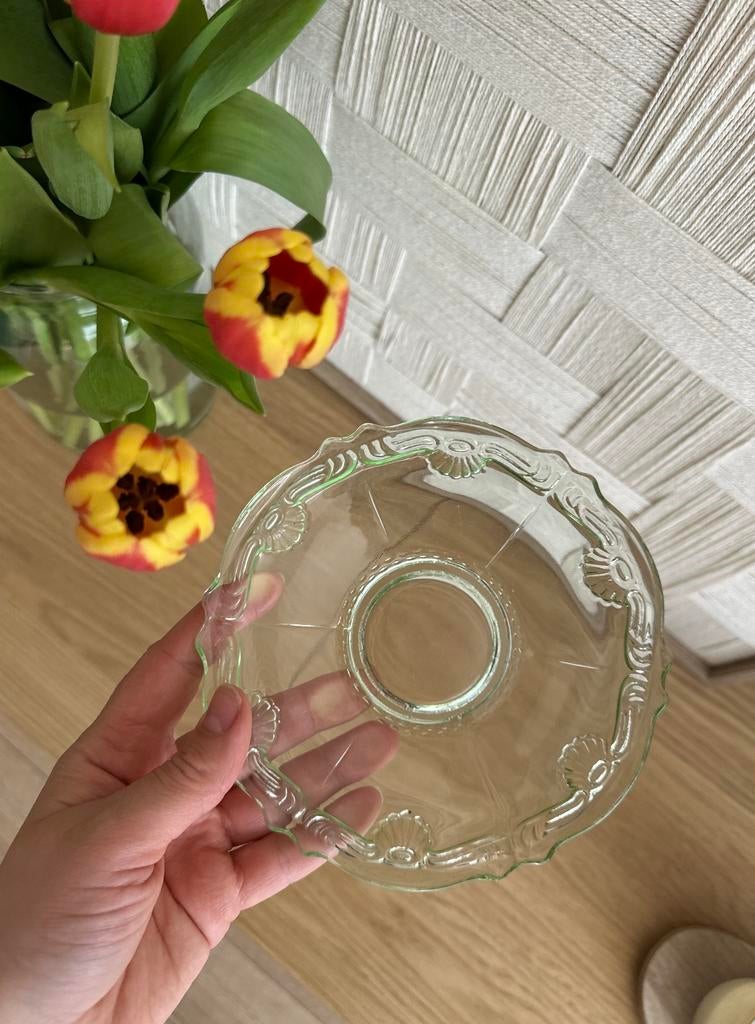 Vintage Art Deco Uraniumglas Schaaltje - Schelpdecor, Antiek en Kunst, Antiek | Glas en Kristal, Ophalen of Verzenden