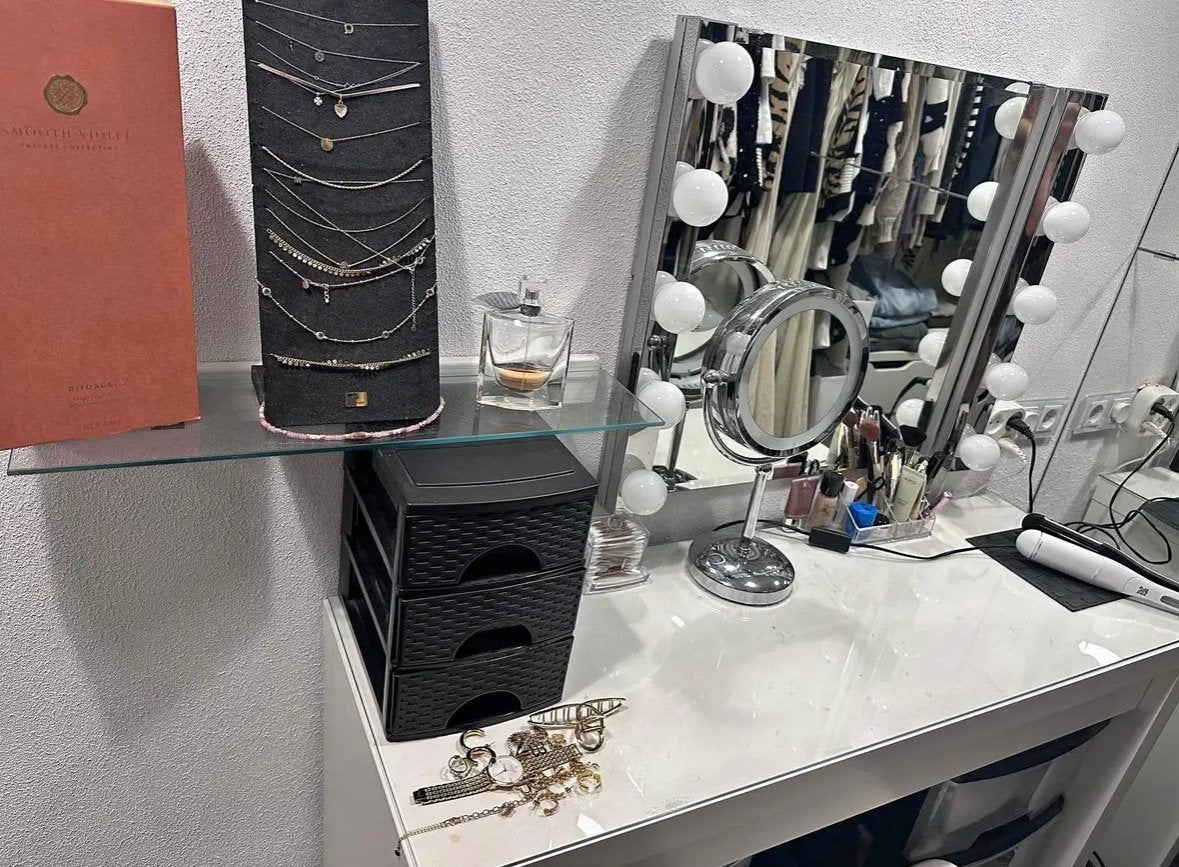 Kaptafel met lampen en spiegel, Ophalen, Zo goed als nieuw, 50 tot 100 cm, Minder dan 100 cm