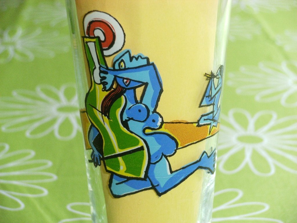 Grolsch glas met kunst, Ophalen of Verzenden, Zo goed als nieuw, Glas of Glazen, Grolsch