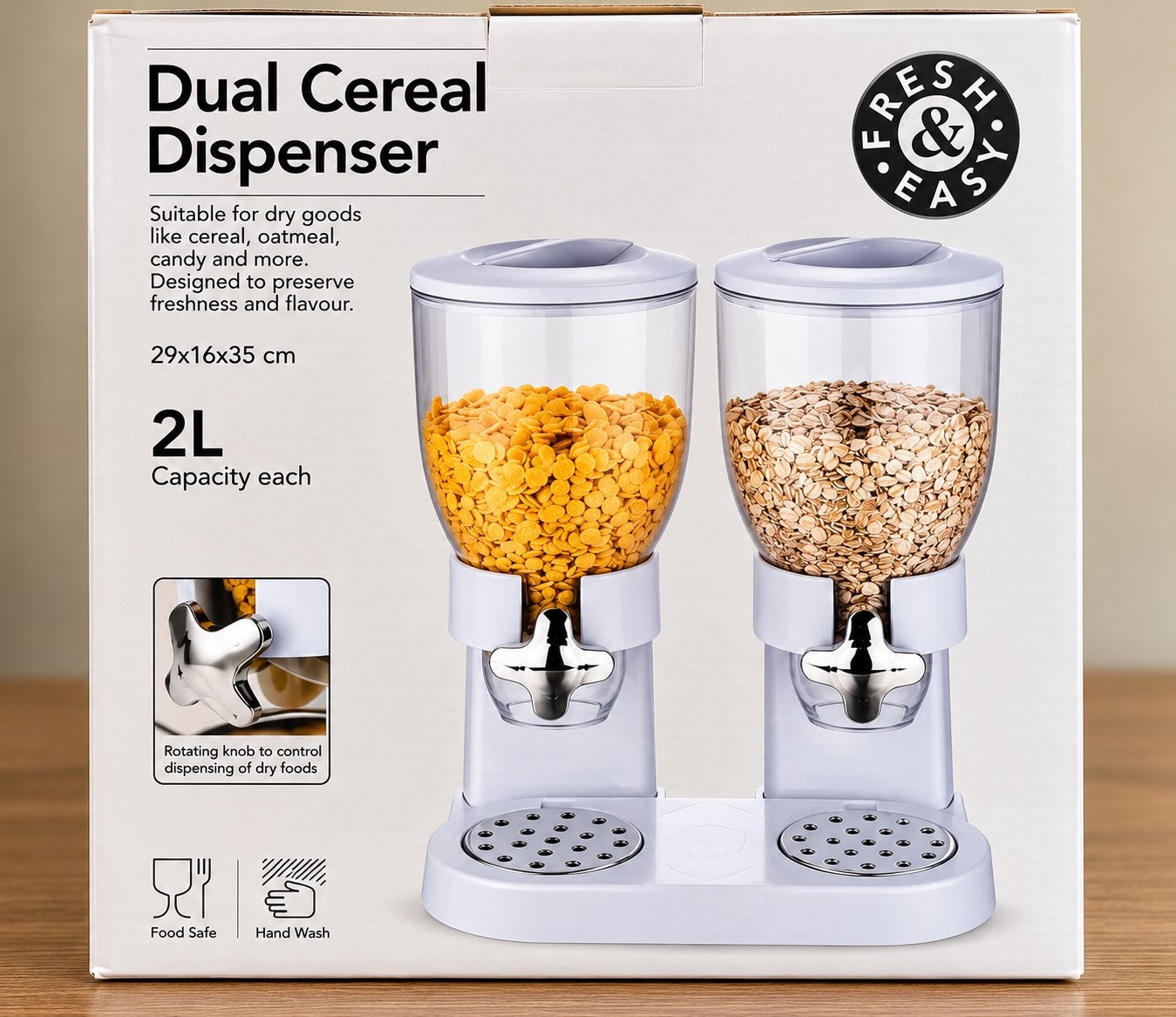 Dubbele Cereal Dispenser - Nieuw in Doos, Overige typen, Verzenden, Kunststof, Nieuw