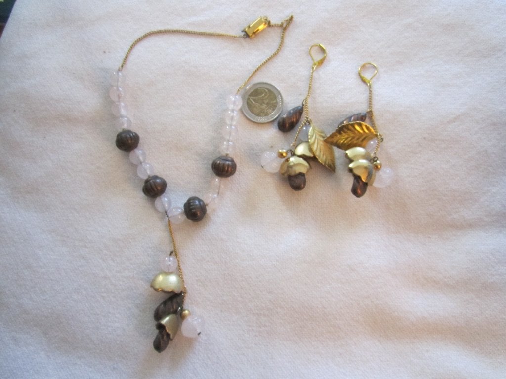 19.  Mooie oude ketting+oorbellen, Ophalen, Overige materialen, Ketting