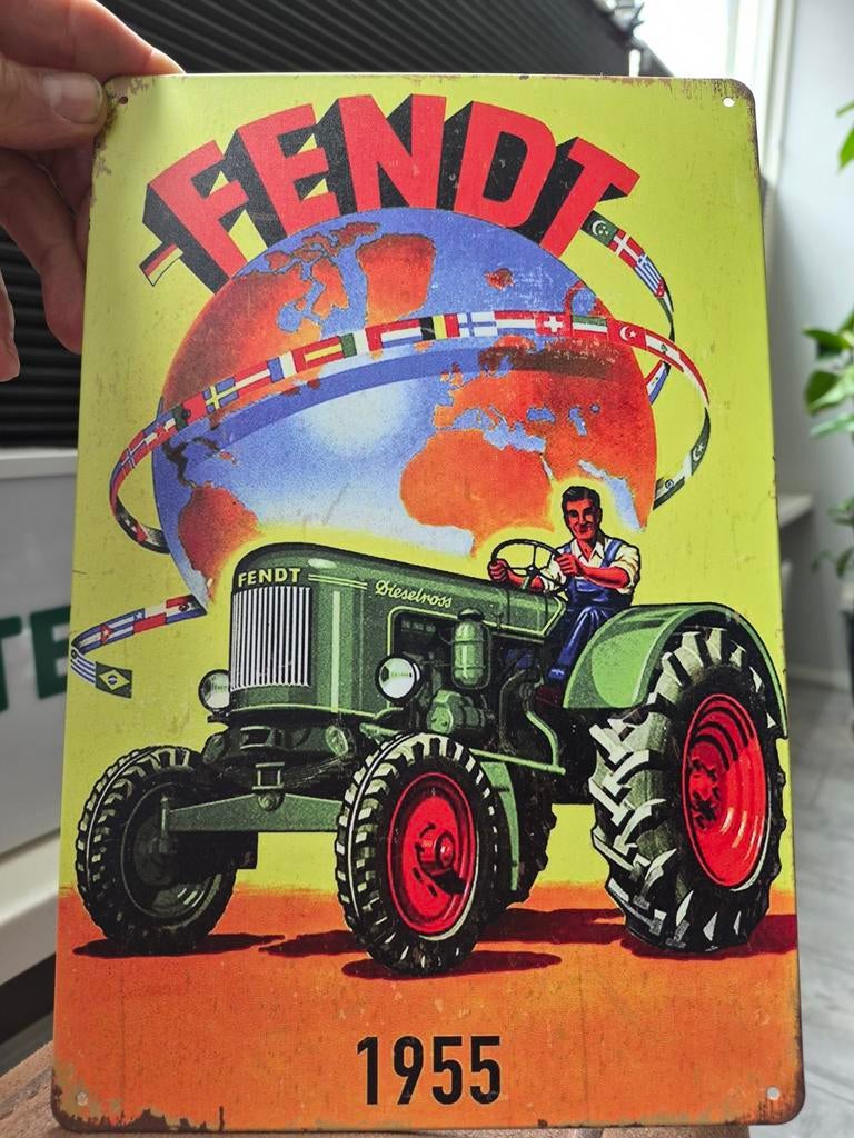 Blikken reclamebord fendt bord trekker tractor 30x20, Ophalen of Verzenden, Reclamebord