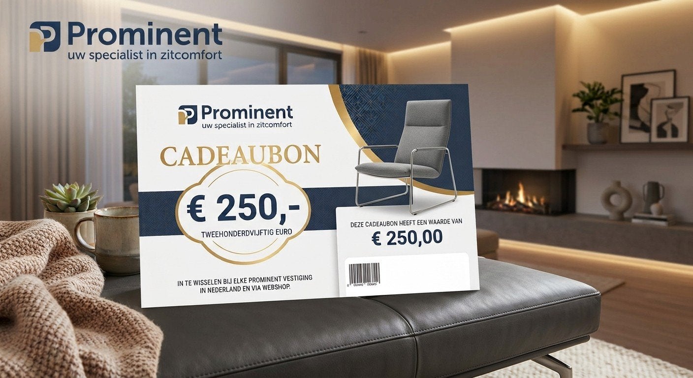 Cadeaubon / kortingsvoucher 250 euro Prominent meubels, Tickets en Kaartjes, Eén persoon, Cadeaubon, Warenhuis- of Winkelbon