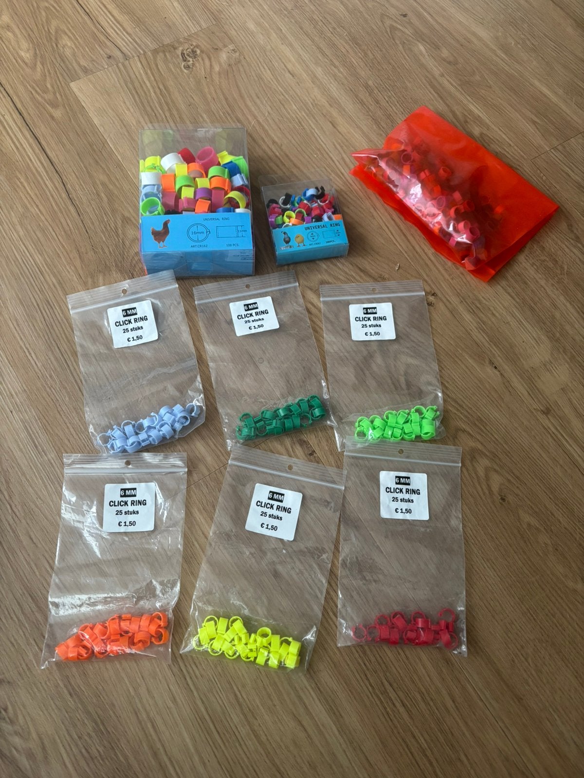 Click ringen diverse kleuren postduiven/kippen, Dieren en Toebehoren, Meerdere dieren, Postduif