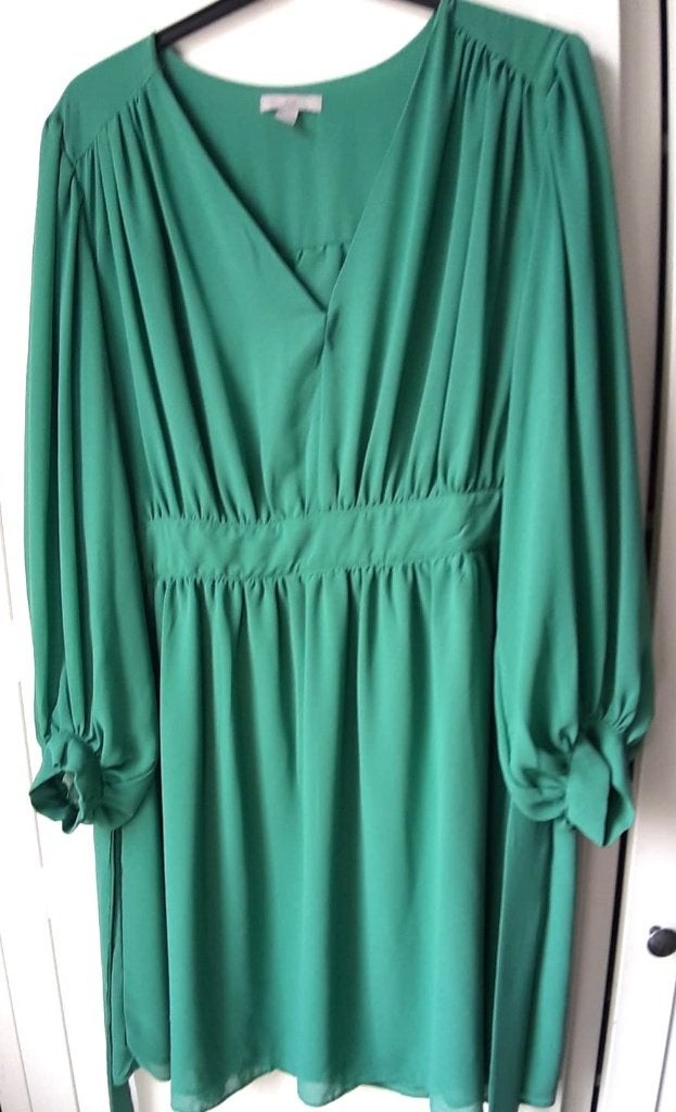 Groene jurk met plooien H&M maat L, H&M, Maat 42/44 (L), Nieuw, Ophalen of Verzenden