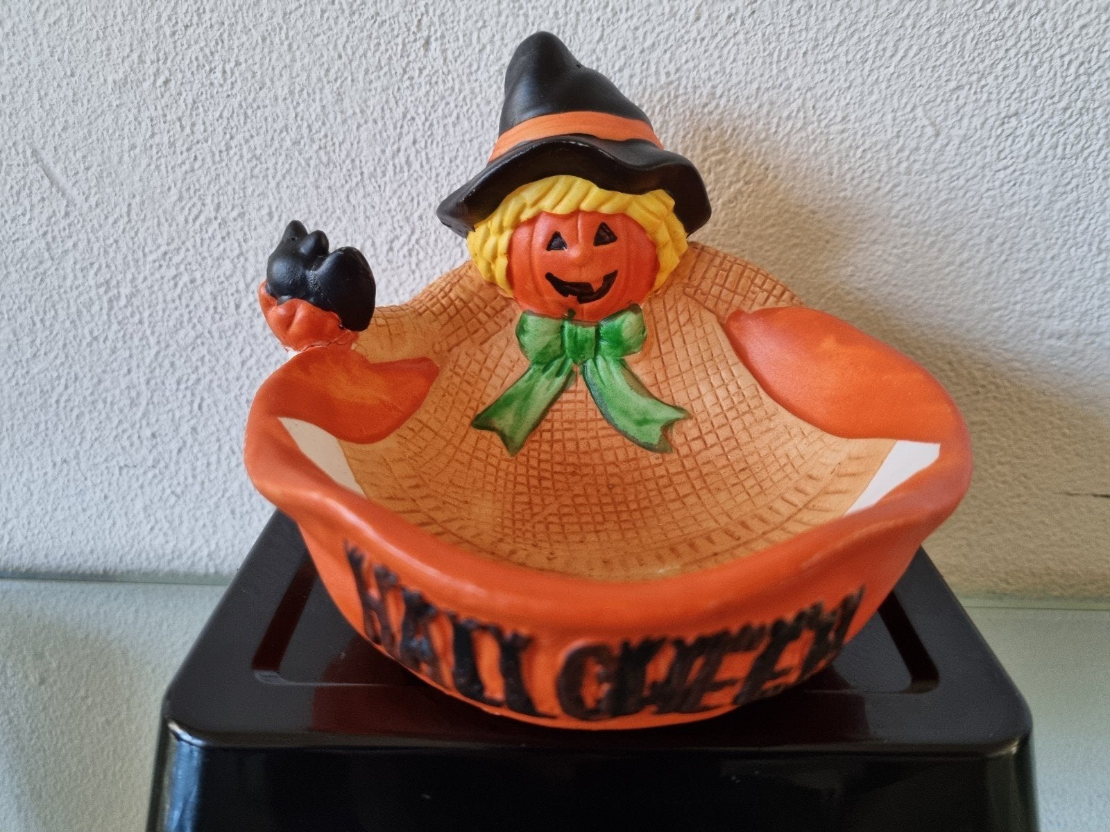 Vintage,Jrn'90,HALLOWEEN SNOEPSCHAAL,12cm,Keramiek,Ivst!, Gebruikt, Overige stijlen, Ophalen of Verzenden, Oranje