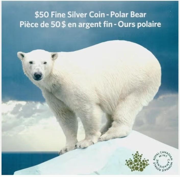 Canada - 50 Dollars 2014 - IJsbeer, Verzenden, Noord-Amerika, Setje, Zilver