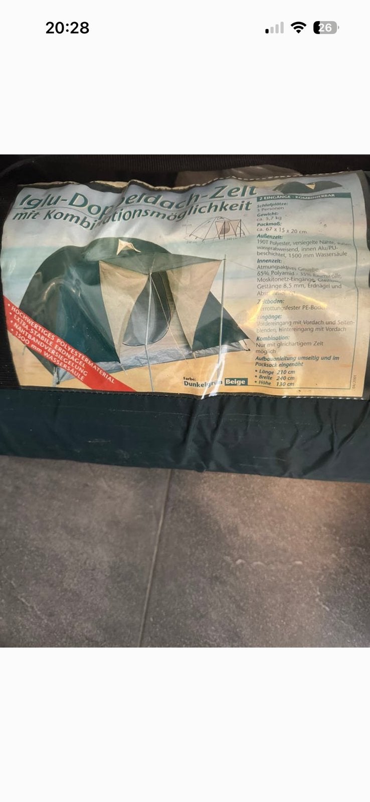 tent 3 persoons, Caravans en Kamperen, Ophalen of Verzenden, Gebruikt