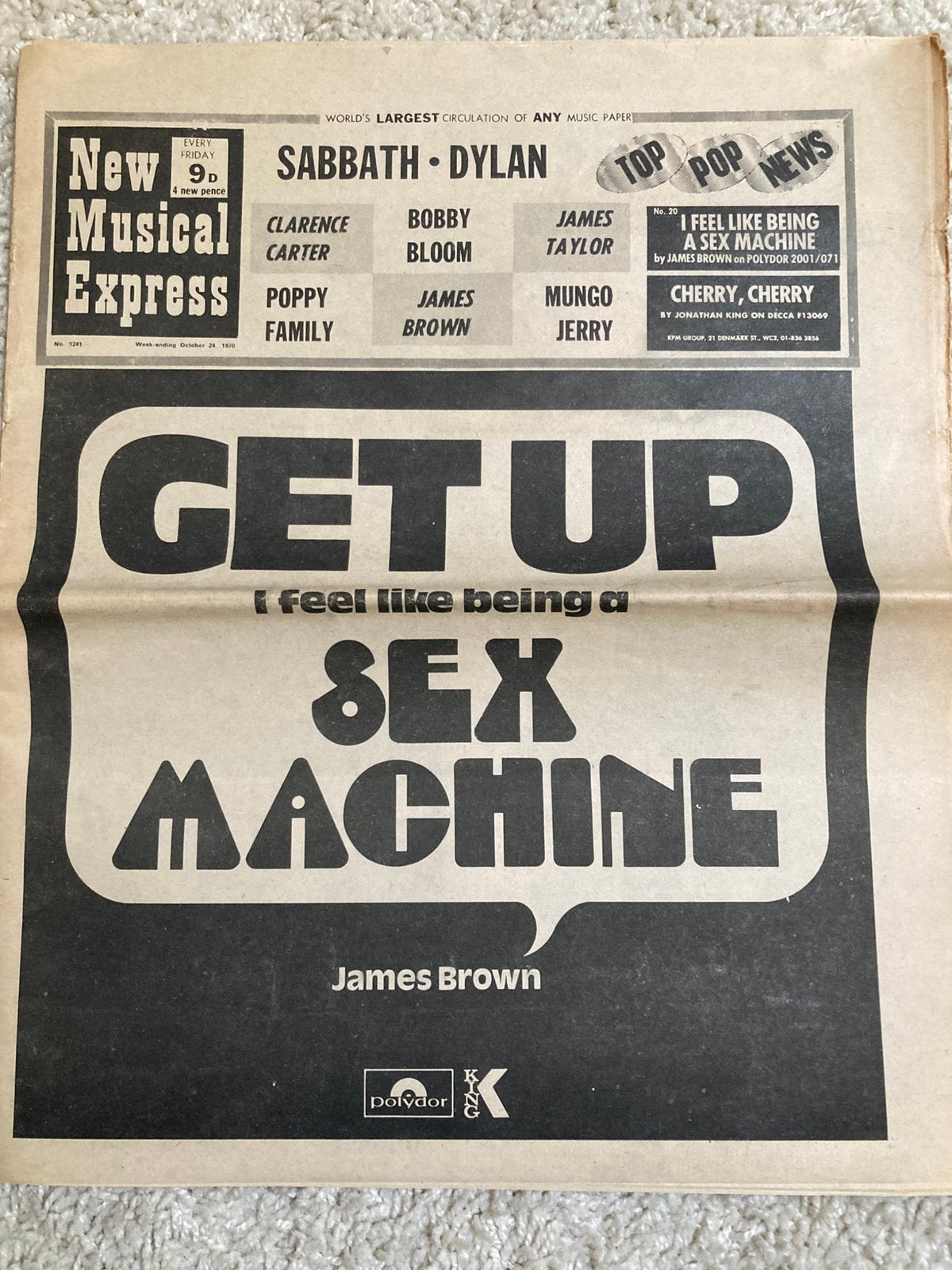 NME 1970 BLACK SABBATH James Taylor BOB DYLAN, Ophalen of Verzenden, Gelezen, Muziek, Film of Tv