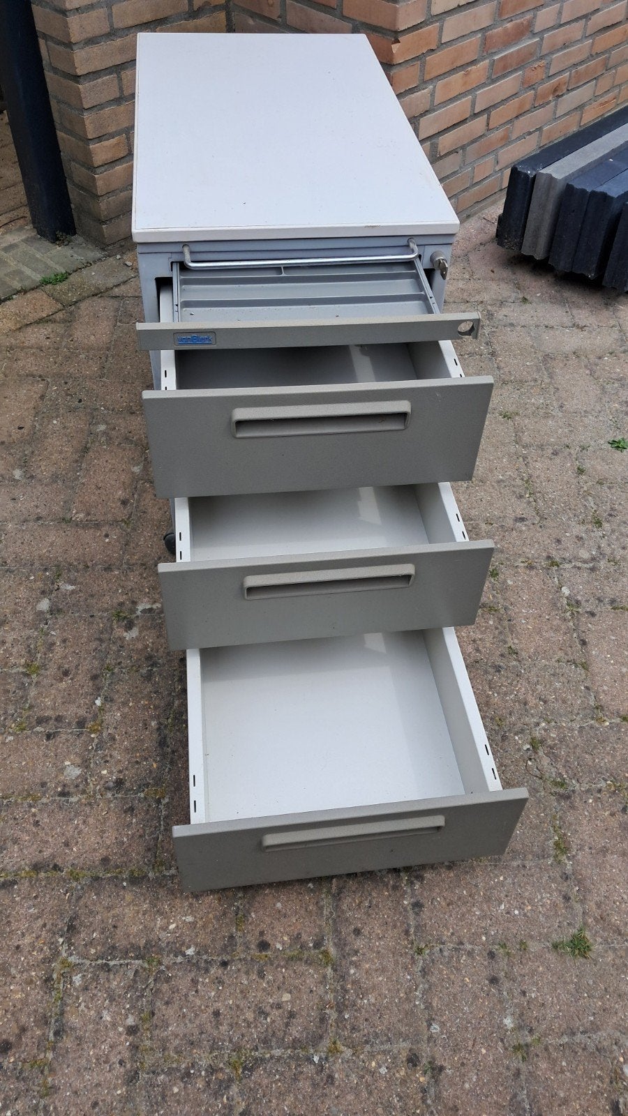 Van Blerk Archiefkast met 4 Lades - Grijs Metaal, Ophalen, Gebruikt, Klassiek kantoor, 100 tot 150 cm