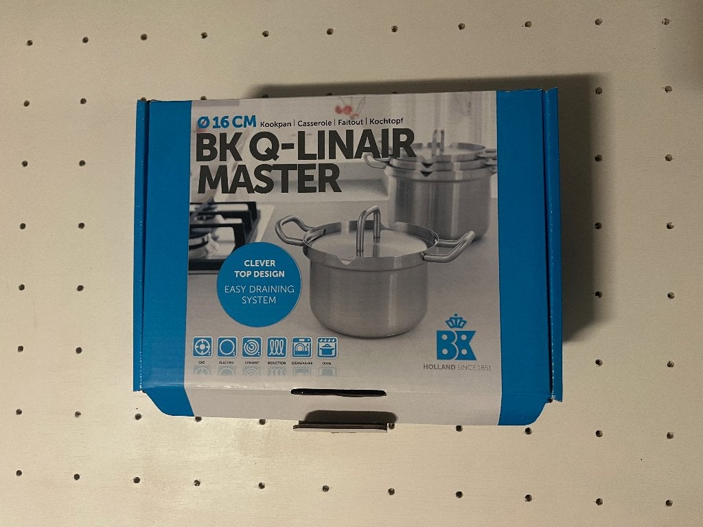 Q-linair Master kookpan 16cm, Met deksel, Ophalen of Verzenden, Zo goed als nieuw, Rvs