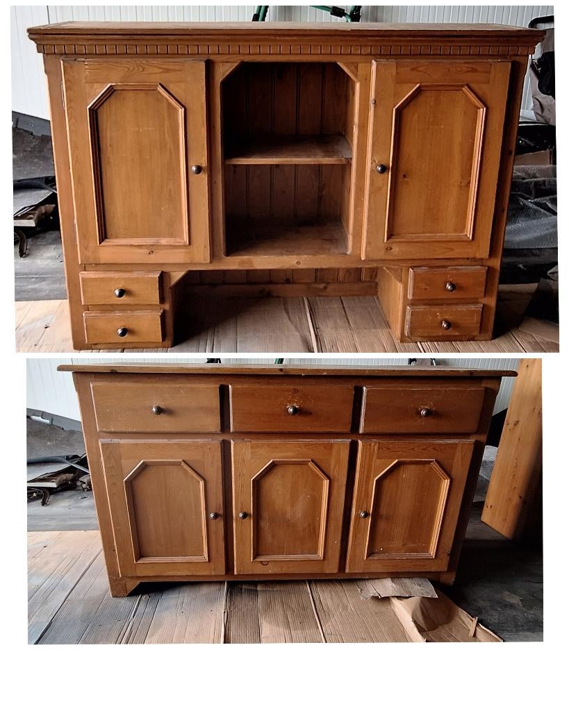 Oude grenen buffetkast, Huis en Inrichting, Kasten | Buffetkasten, Ophalen, Gebruikt, Met deur(en), 25 tot 50 cm