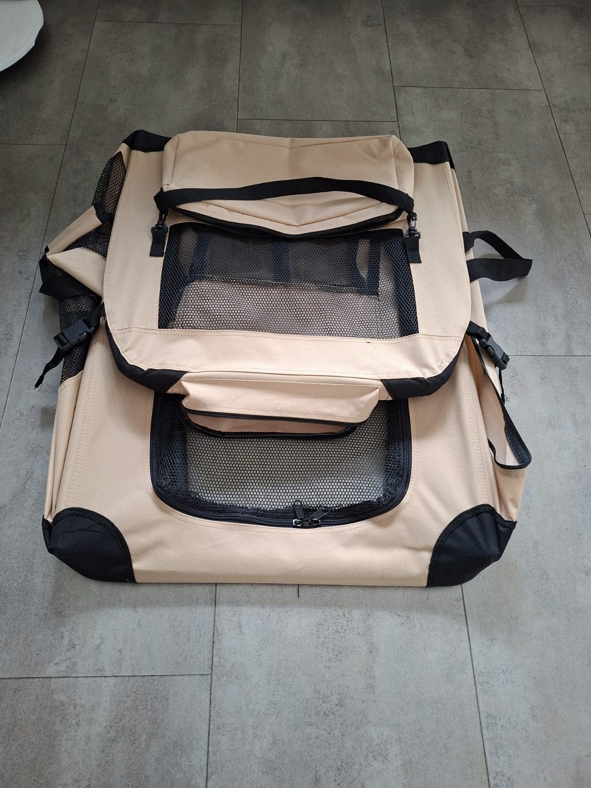 Nylon reisbench - beige - opvouwbaar, Dieren en Toebehoren, Ophalen, Zo goed als nieuw