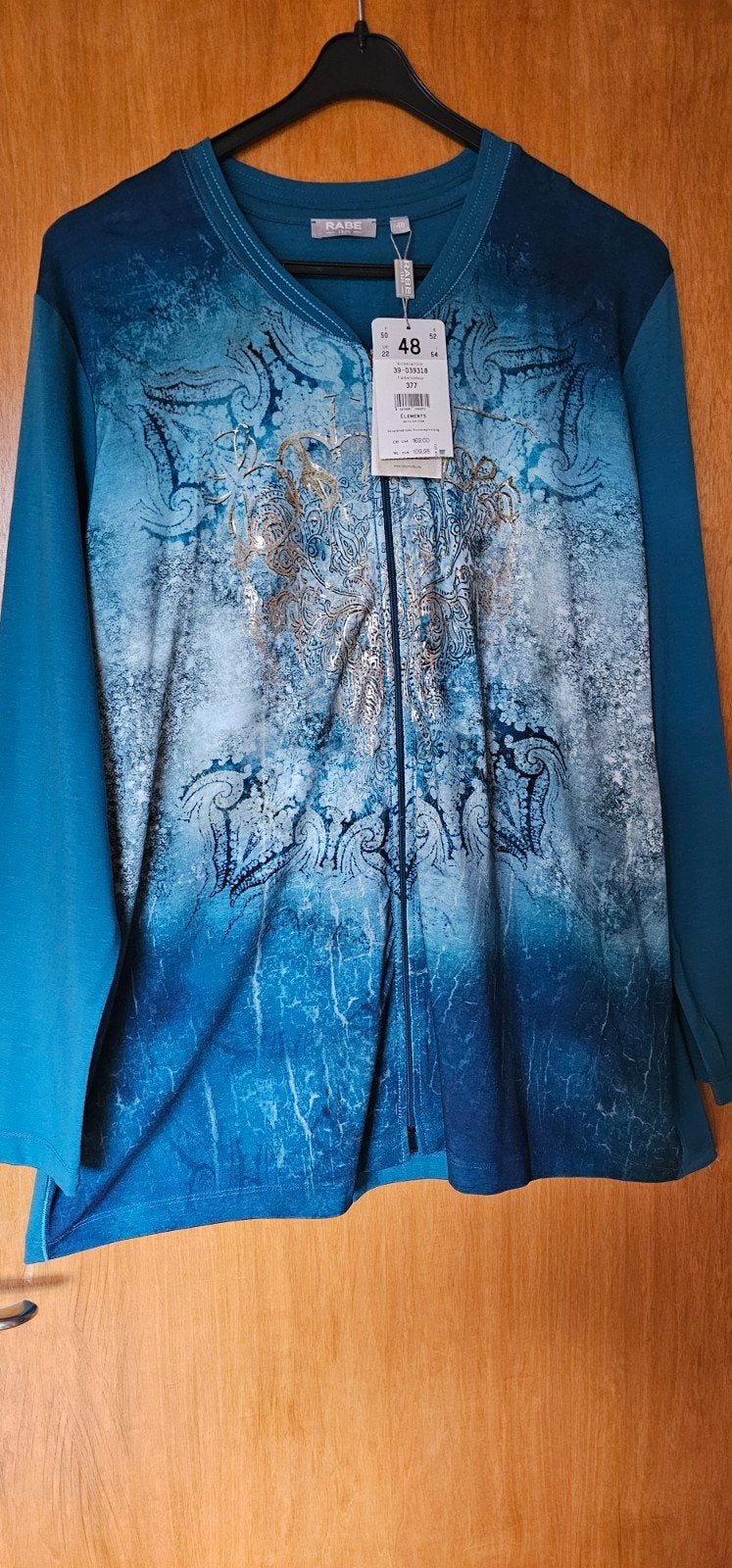 RABE Damesvest Maat 48 - Blauw/Goud Patroon, Blauw, Maat 46/48 (XL) of groter, Nieuw, Ophalen of Verzenden
