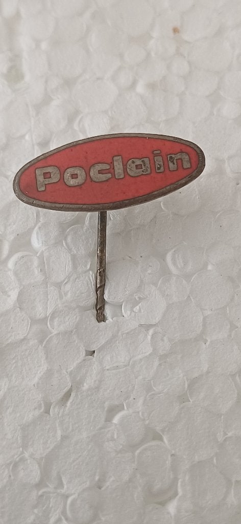 Poclain graafmachines, hijskranen  (emaille speldje), Ophalen of Verzenden, Zo goed als nieuw, Overige onderwerpen
