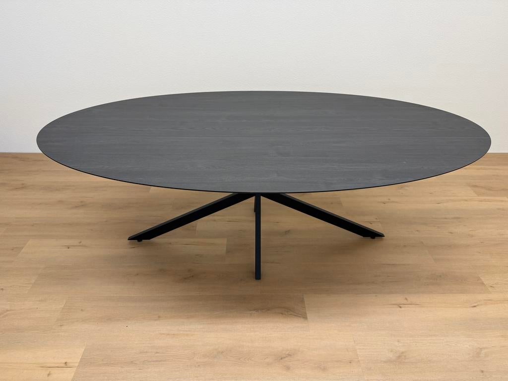 Ovale eettafel HPL Eiken 220x120 - Direct Leverbaar, 100 tot 150 cm, 200 cm of meer, Ophalen of Verzenden, Zo goed als nieuw