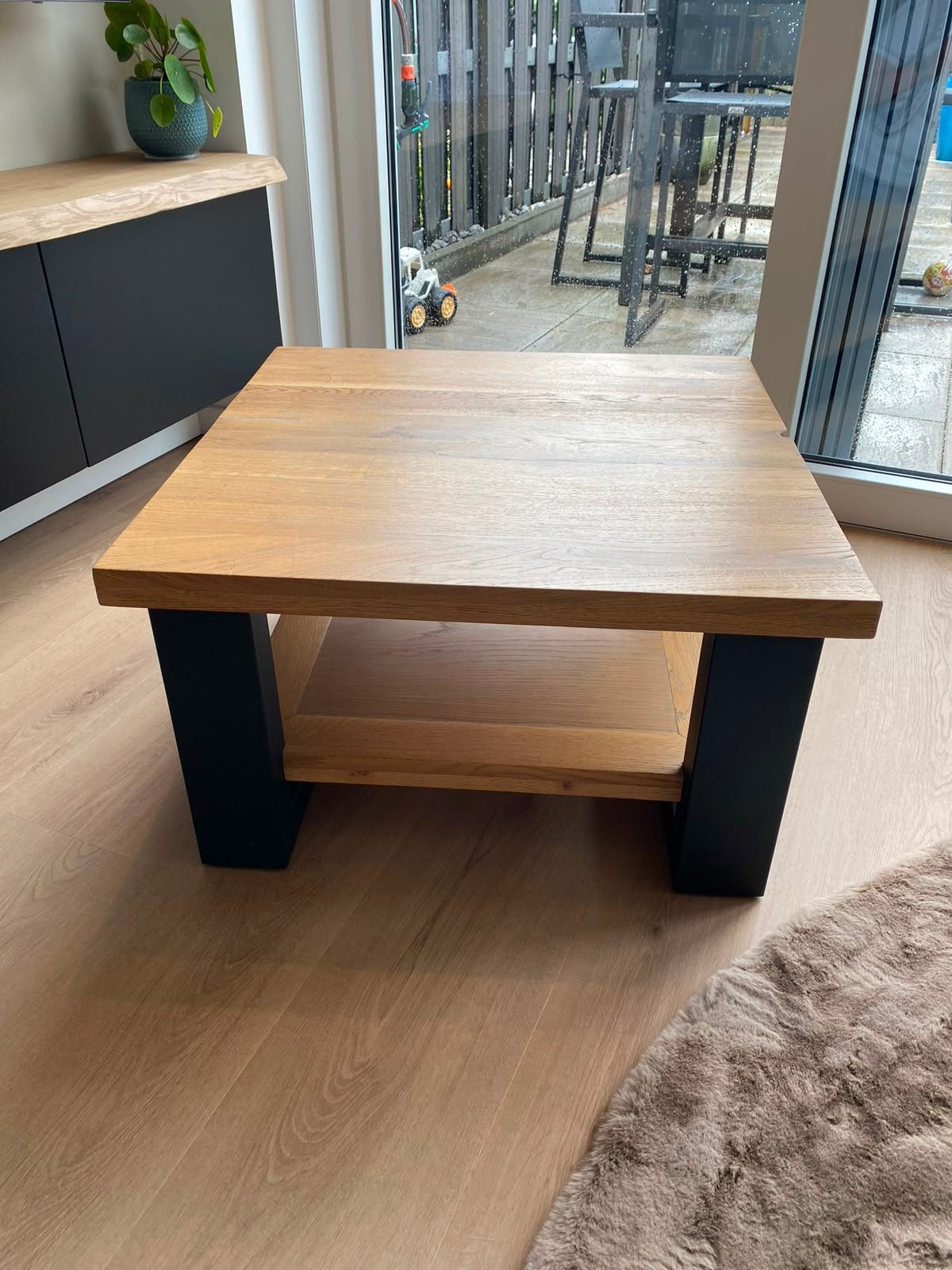 Salon tafel, Huis en Inrichting, Tafels | Salontafels, Strak, Gebruikt, 100 tot 150 cm, Vierkant