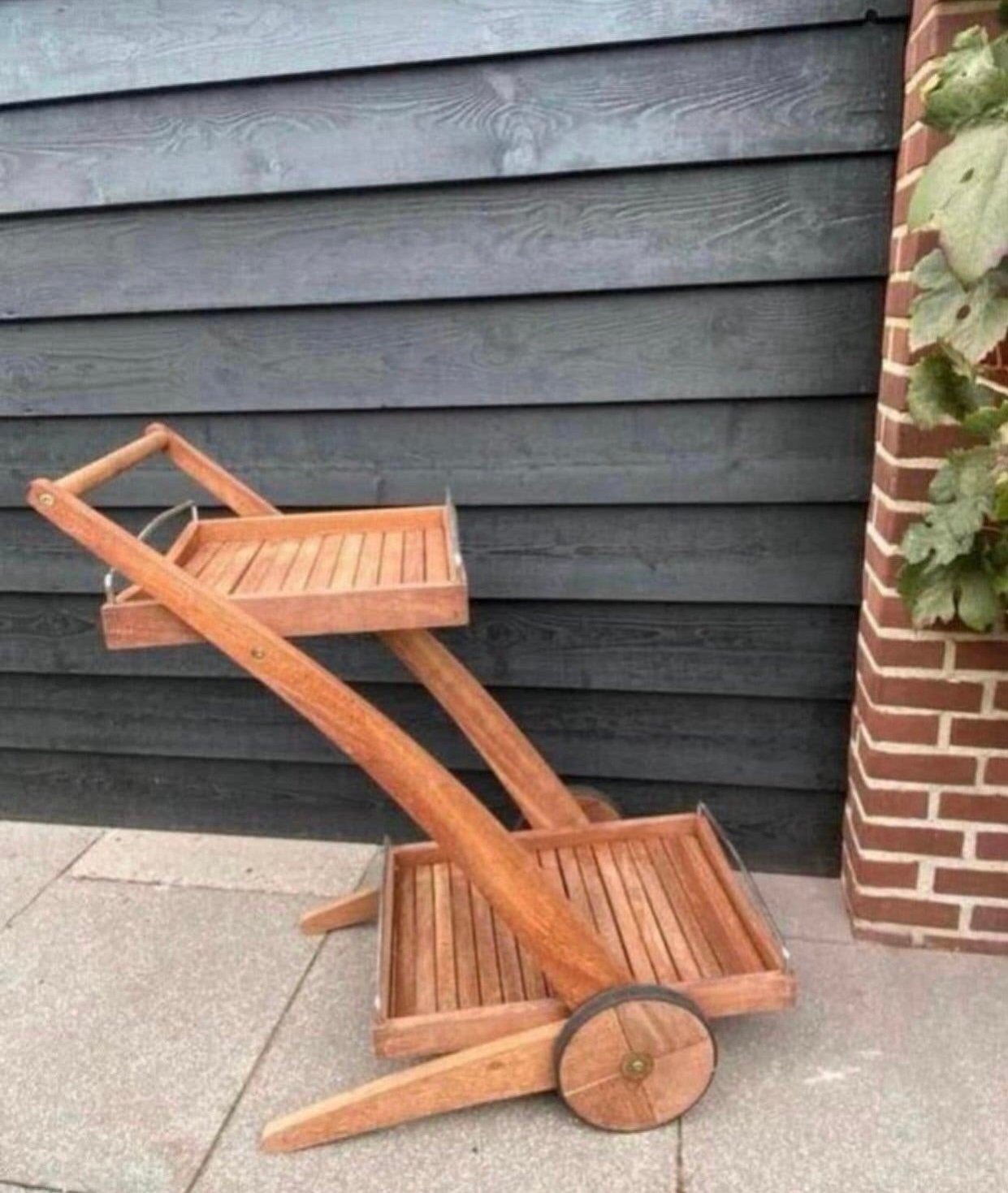Serveer Trolley, Ophalen, Zo goed als nieuw, Rechthoekig, Hout