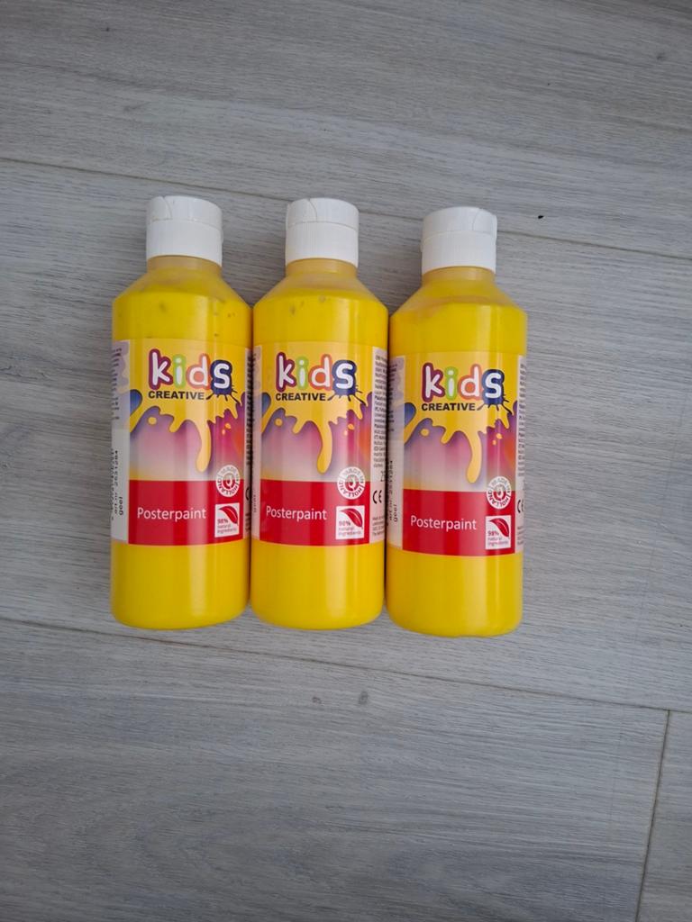 3x Kids Creative Posterpaint Geel 250ml, Ophalen of Verzenden, Nieuw