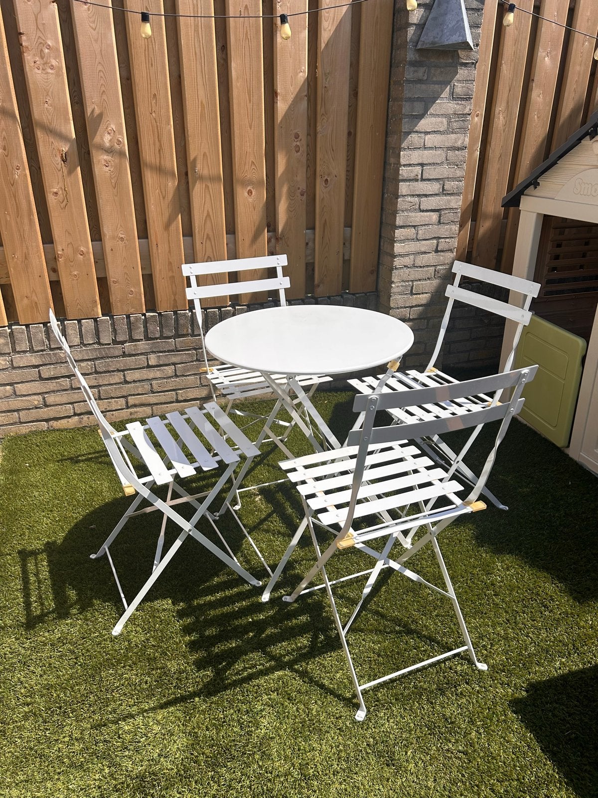 tuinset wit - 4 zitplaatsen, Tuin en Terras, Tuinsets en Loungesets, Ophalen, Gebruikt, Eettafel, Tuinset