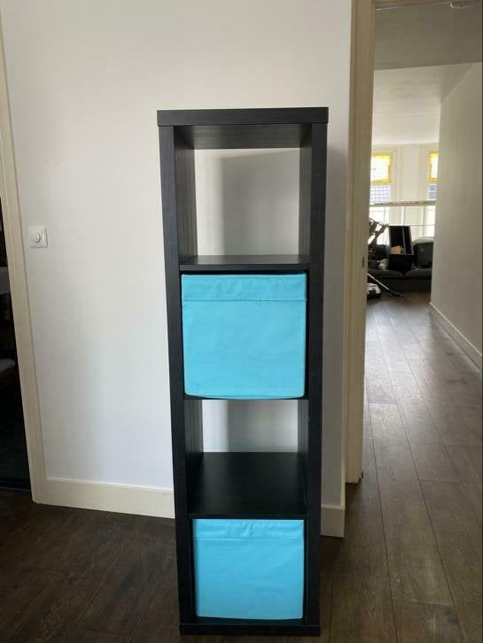 IKEA 4 vakken kast, zwart voor vertikaal en liggend gebruik., Ophalen, Met plank(en), Minder dan 50 cm, 100 tot 150 cm