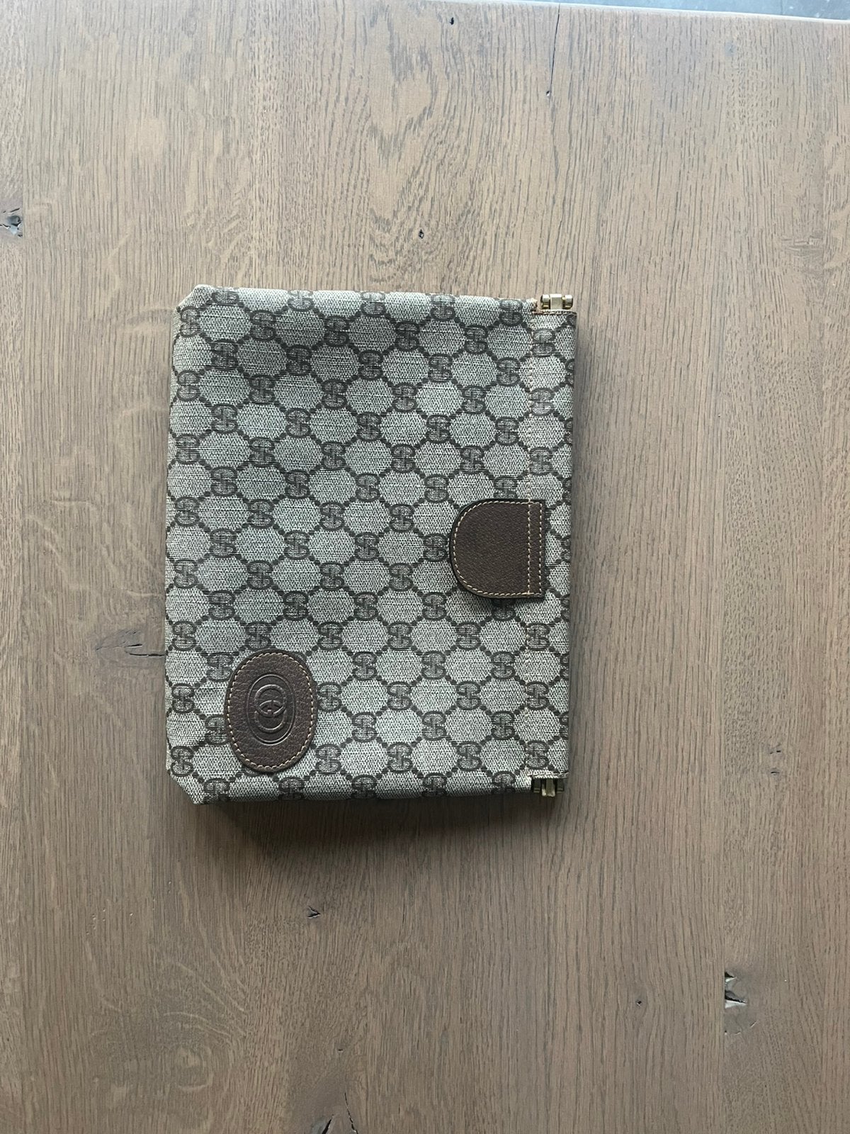 Vintage Gucci GG Supreme Clutch / Cosmetic Bag, Ophalen of Verzenden, Gebruikt, Bruin, Handtas