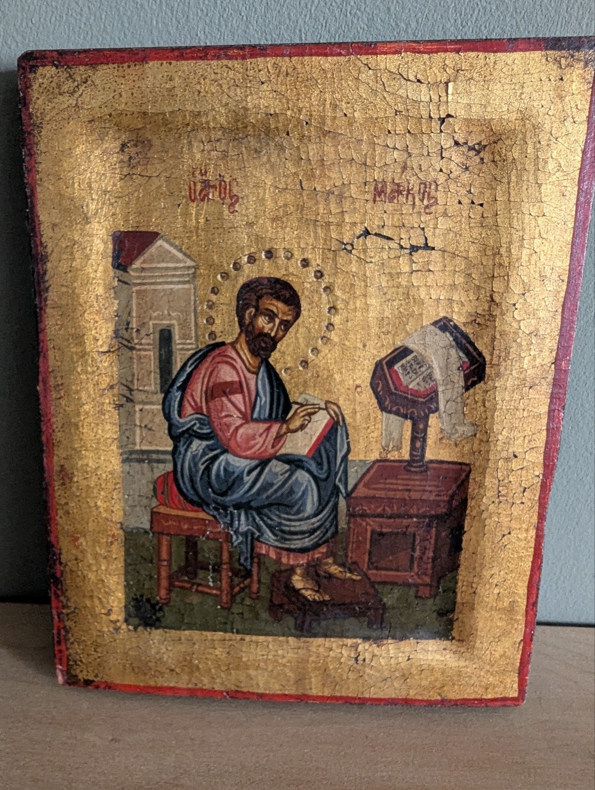 Handgeschilderde Byzantijnse Icoon - Sint Marcus, Ophalen