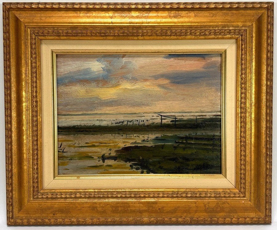 142. Schilderij Albertus Hulshoff Pol – waterplas, 20e eeuw, Ophalen