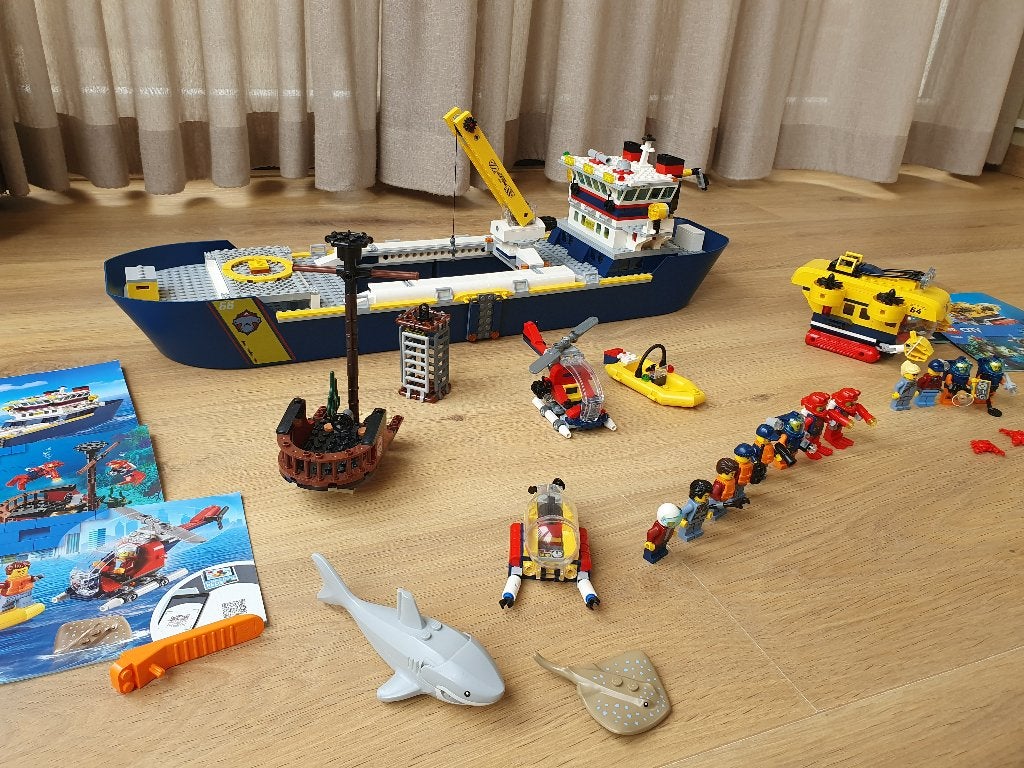 Lego City Sets 60266 + 60264, Boot en Onderzeeër, compleet, Ophalen, City, Inclusief instructies, Lego