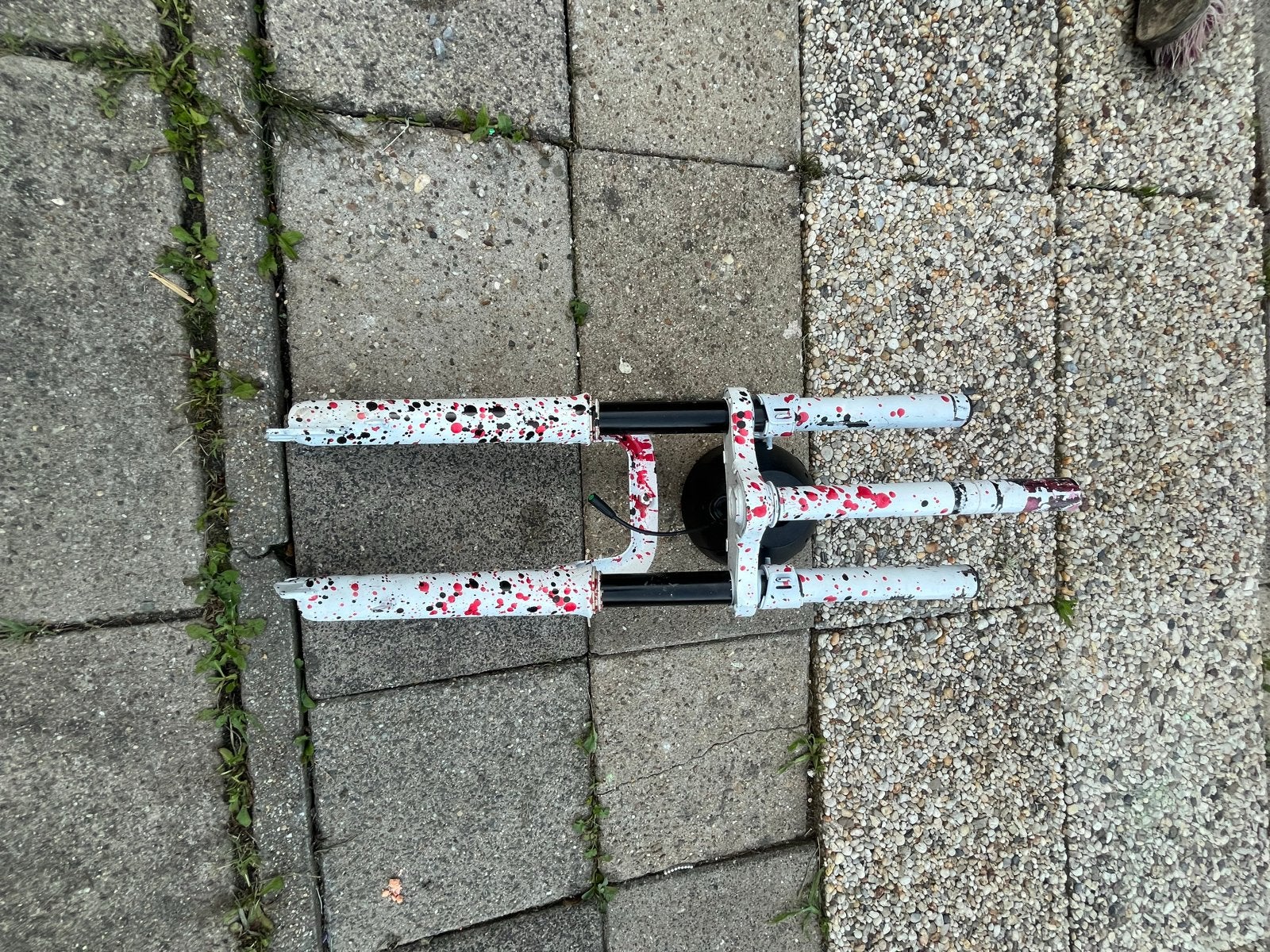 Voorvork met spatbord en verlichting, Fietsen en Brommers, Fietsonderdelen, Elektrische fiets, Gebruikt, Staal, Ophalen of Verzenden