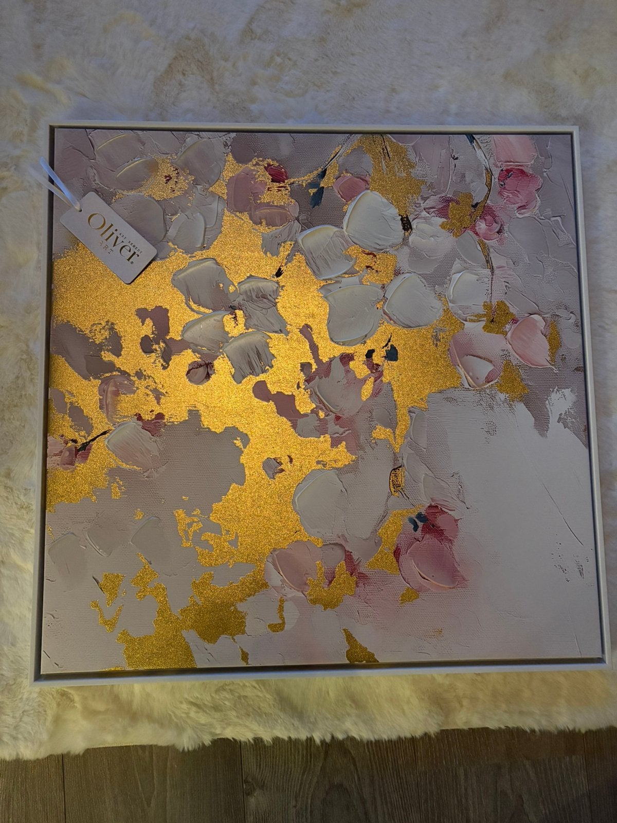 Schilderij nieuw  goud roze structuur, Ophalen of Verzenden