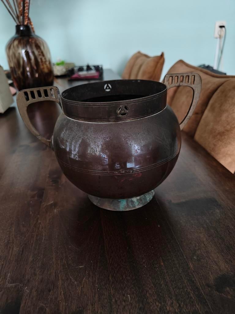 Vintage Bloempot Messing, Antiek en Kunst, Antiek | Koper en Brons, Ophalen of Verzenden, Koper
