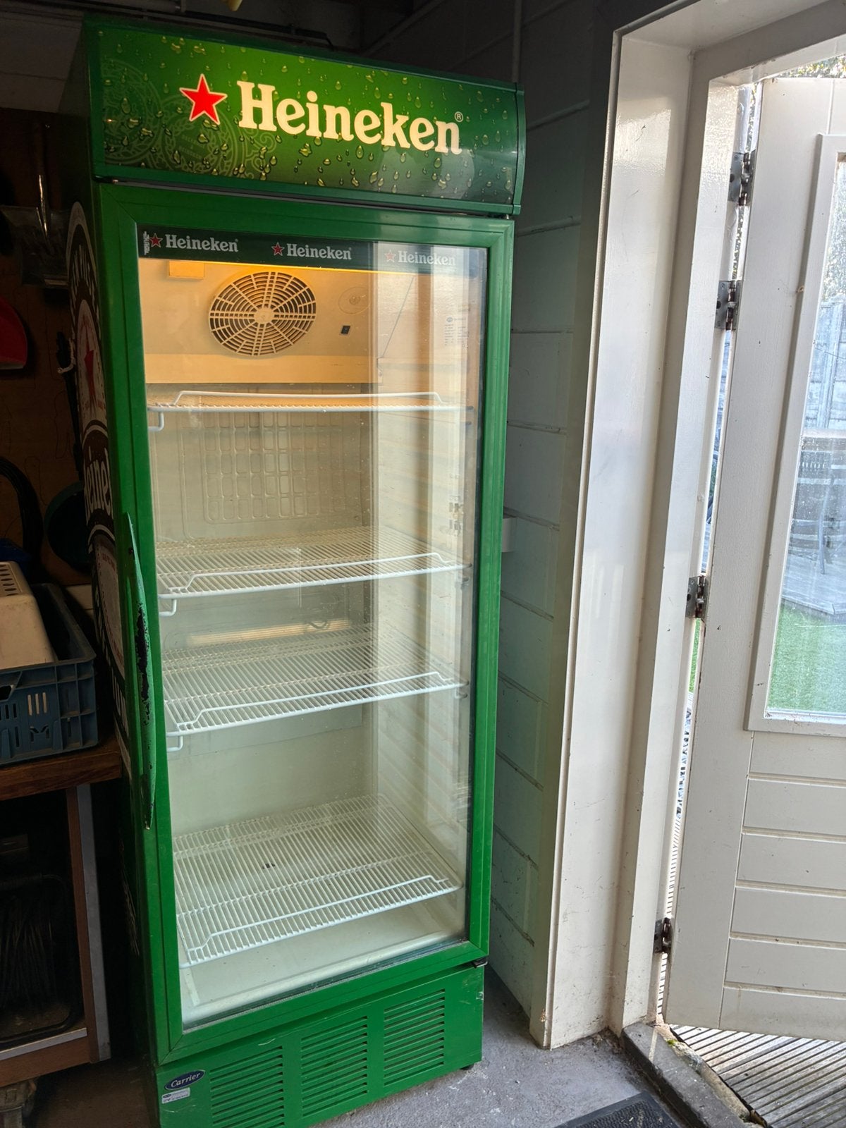 Grote Heineken koelkast met glazen deur, Ophalen, Zonder vriesvak, 200 liter of meer, 60 cm of meer