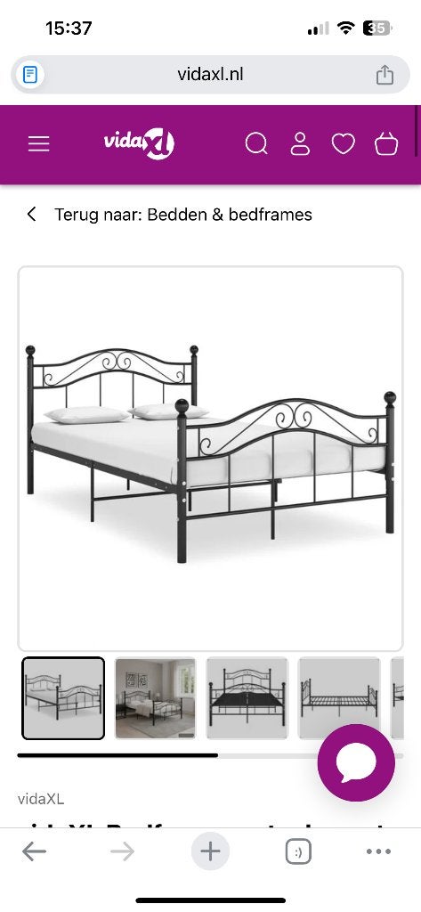 Stale zwarte twijfelaar met matras, Huis en Inrichting, Slaapkamer | Bedden, Ophalen, Gebruikt, Zwart, 140 cm