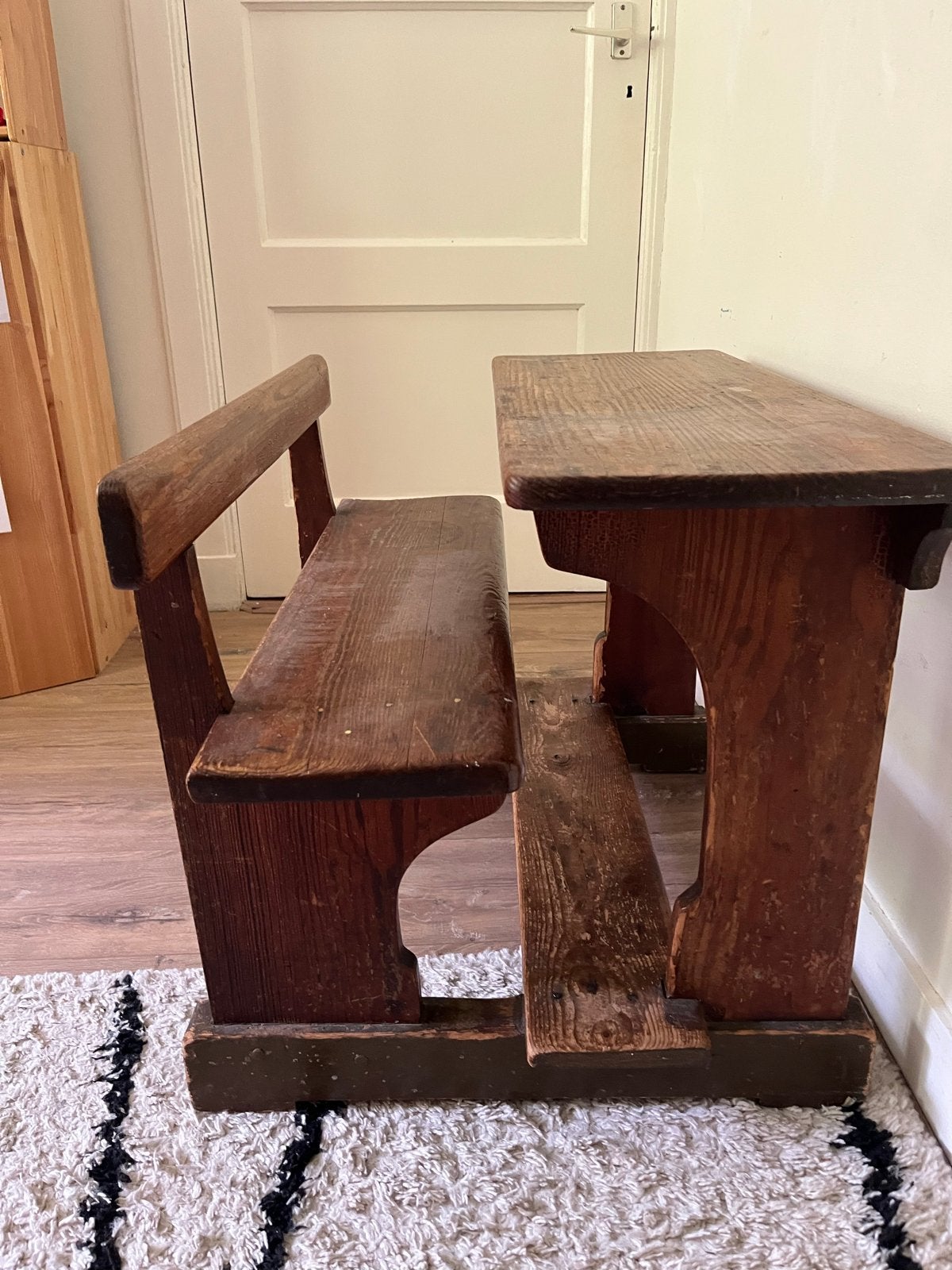 Vintage houten kinderbureau met bankje, Antiek en Kunst, Ophalen