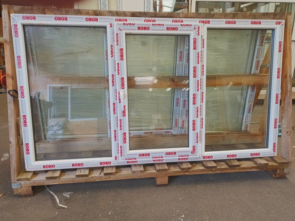 Kunststof Vast draaikiep vast kozijn  b200 x h110 cm -2652-, Niet ingevuld, Kunststof, Raamkozijn, Niet ingevuld
