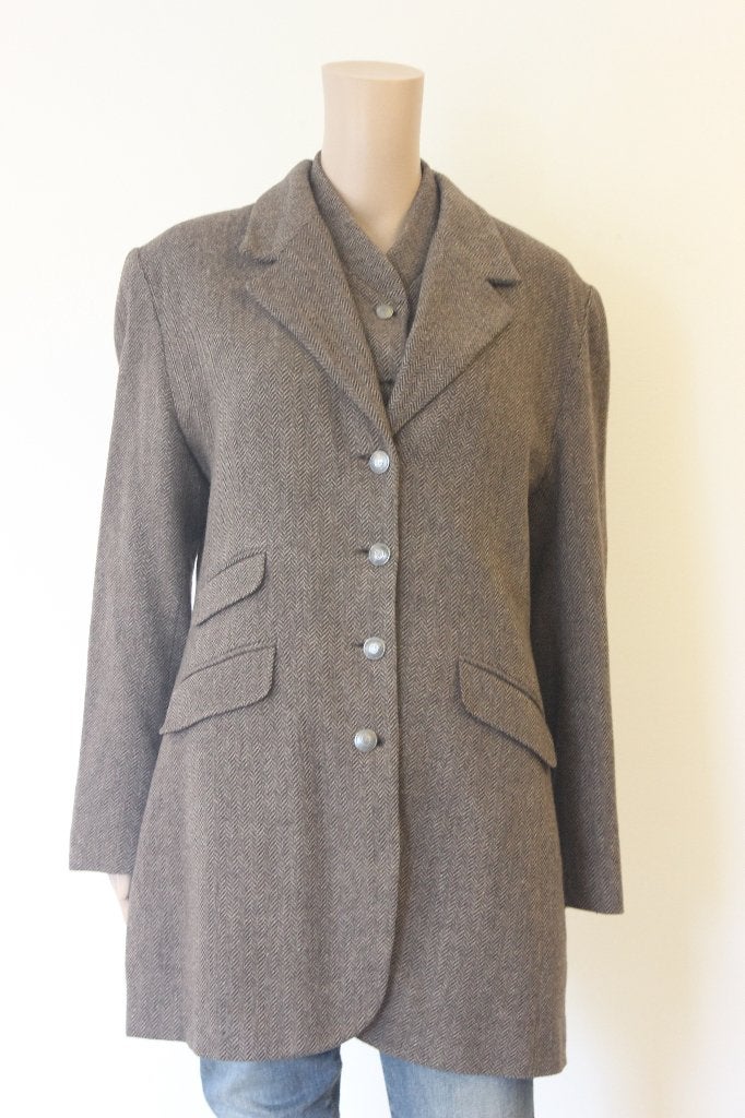 Lanaby's wollen set van jasje en gilet maat 46, Kostuum of Pak, Bruin, ., Maat 46/48 (XL) of groter