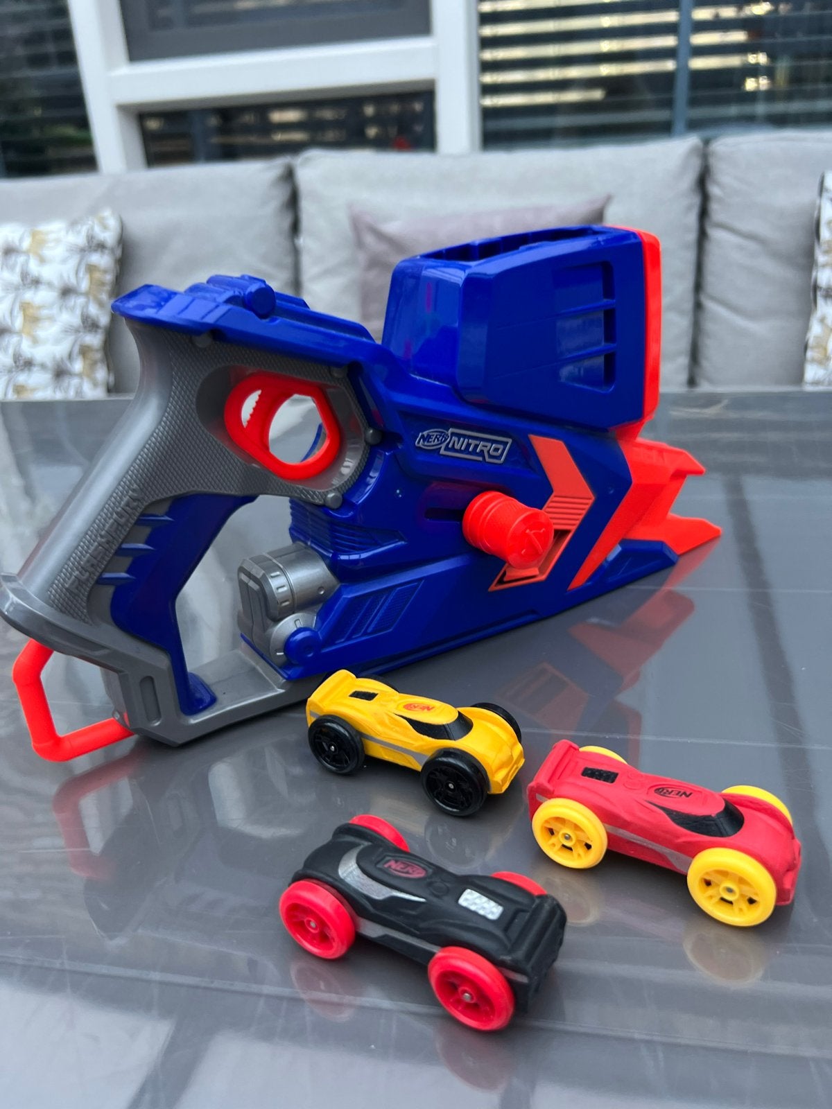 Nerf Nitro Blaster met 3 auto's, Ophalen, Gebruikt