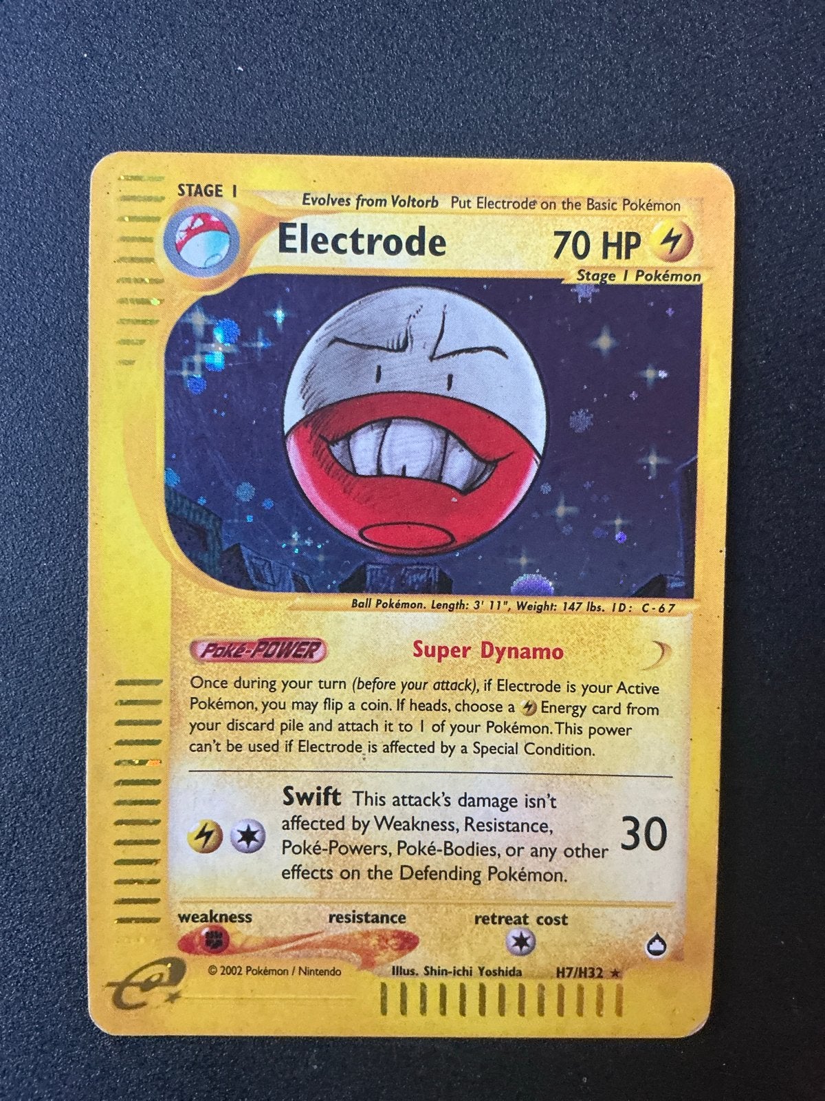 Pokémon Electrode H7/H32 Skyridge Holo Rare Kaart, Ophalen of Verzenden, Gebruikt, Losse kaart, Foil