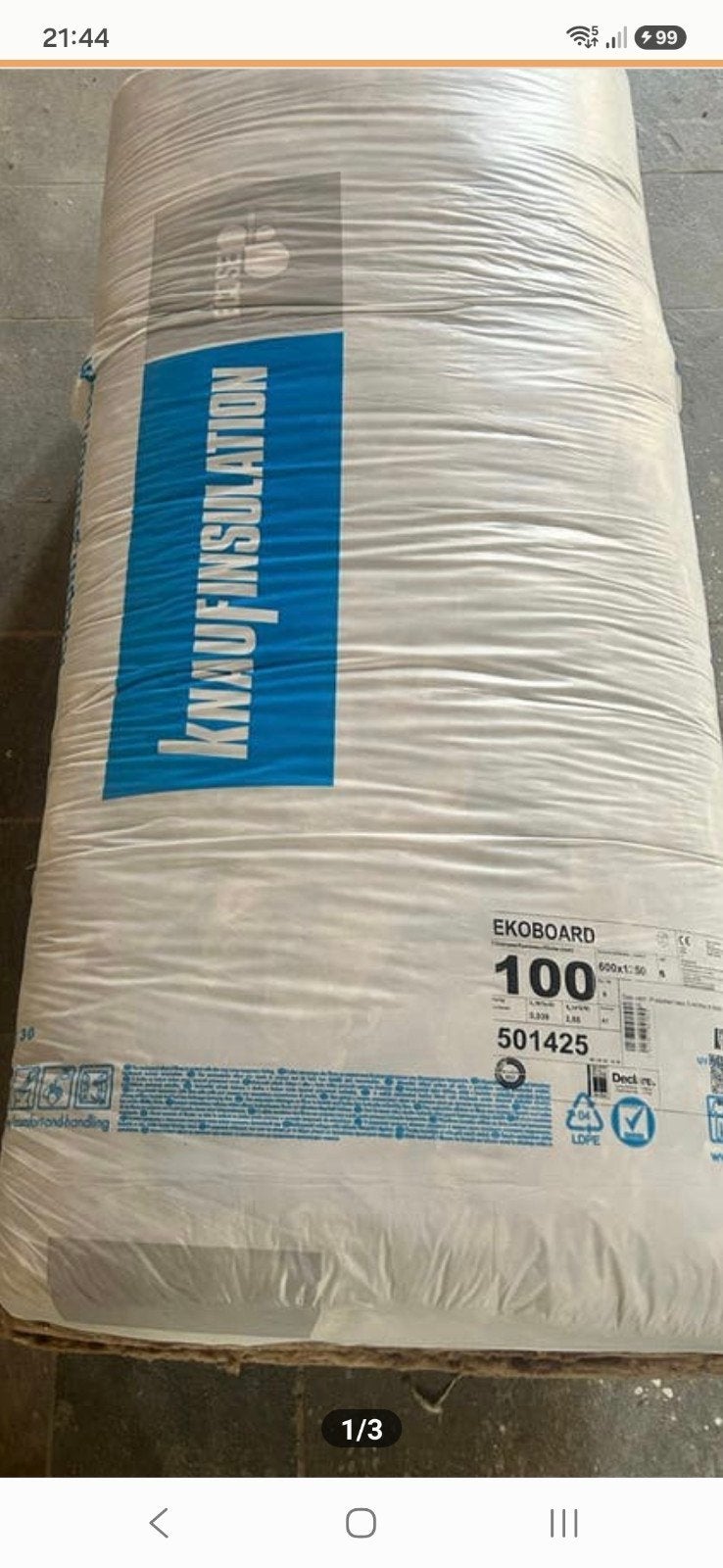 2 pakken nieuwe Knauf isolatie EKOBOARD 100, Ophalen, 12 cm of meer, Nieuw, 15 m² of meer
