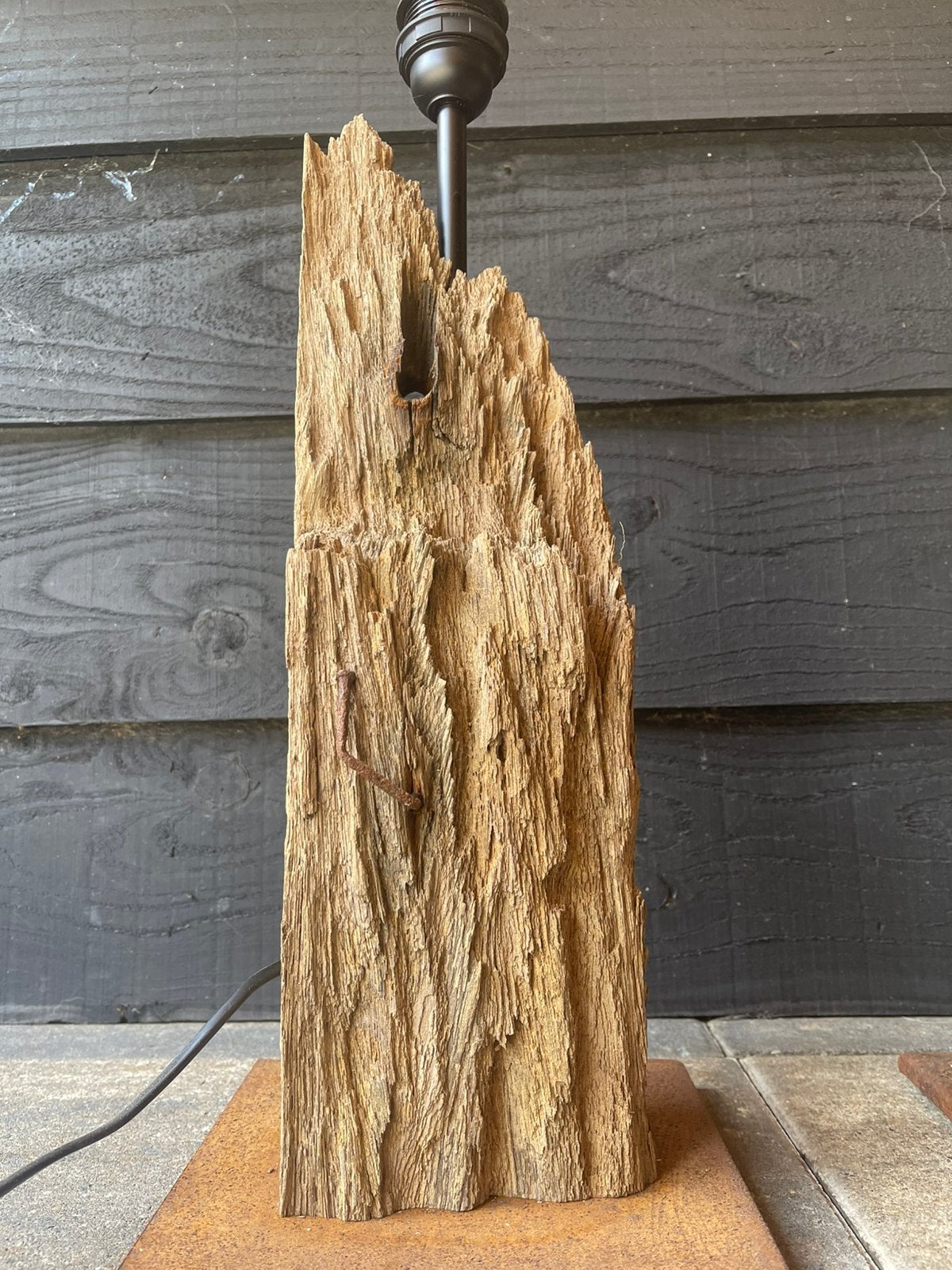 2 hardhouten tafel/vensterbanklampen, Overige typen, Overige merken, Natuurlijk materiaal, Zo goed als nieuw