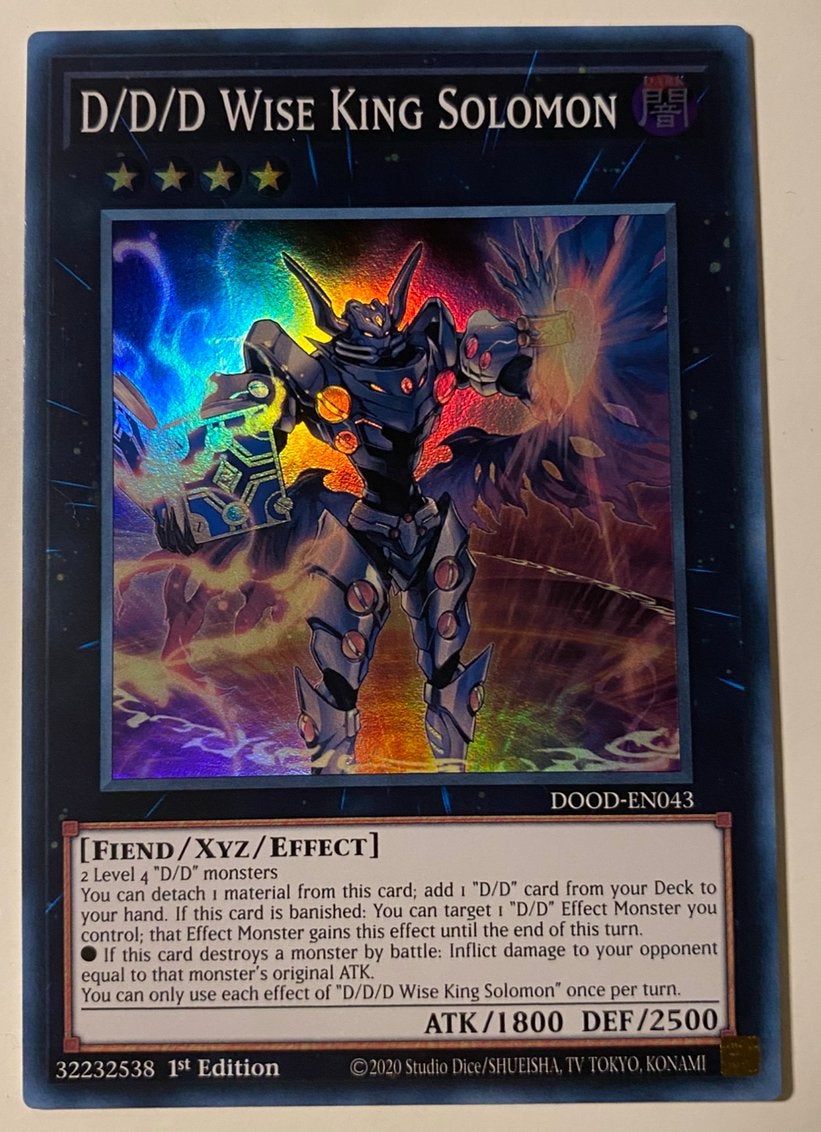 Yu-Gi-Oh! DDD Wise King Solomon DOOD 1st Edition !, Ophalen of Verzenden, Zo goed als nieuw, Losse kaart, Foil