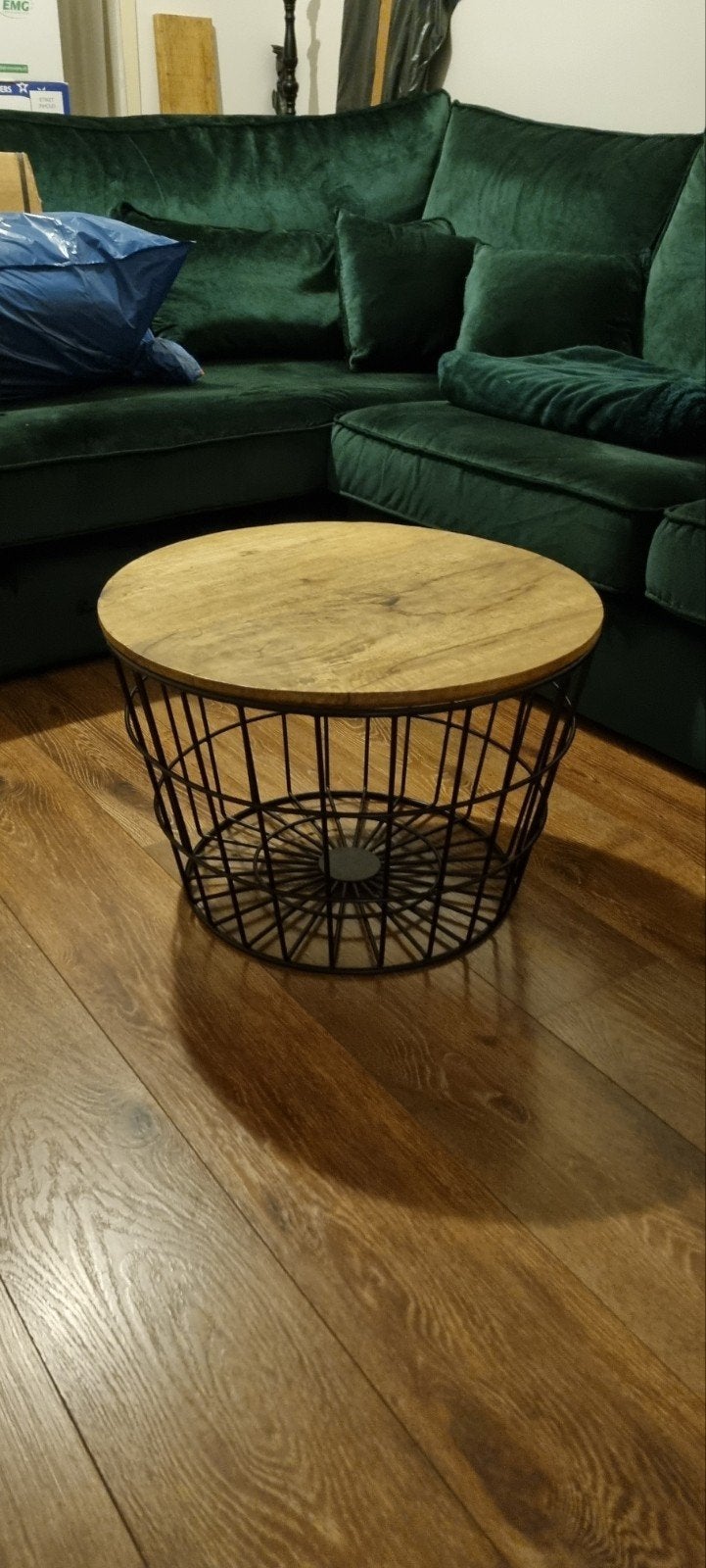 Set van 3 bijzettafels - Zwart metaal & mangohout, Ophalen, Minder dan 45 cm, Gebruikt, Rond
